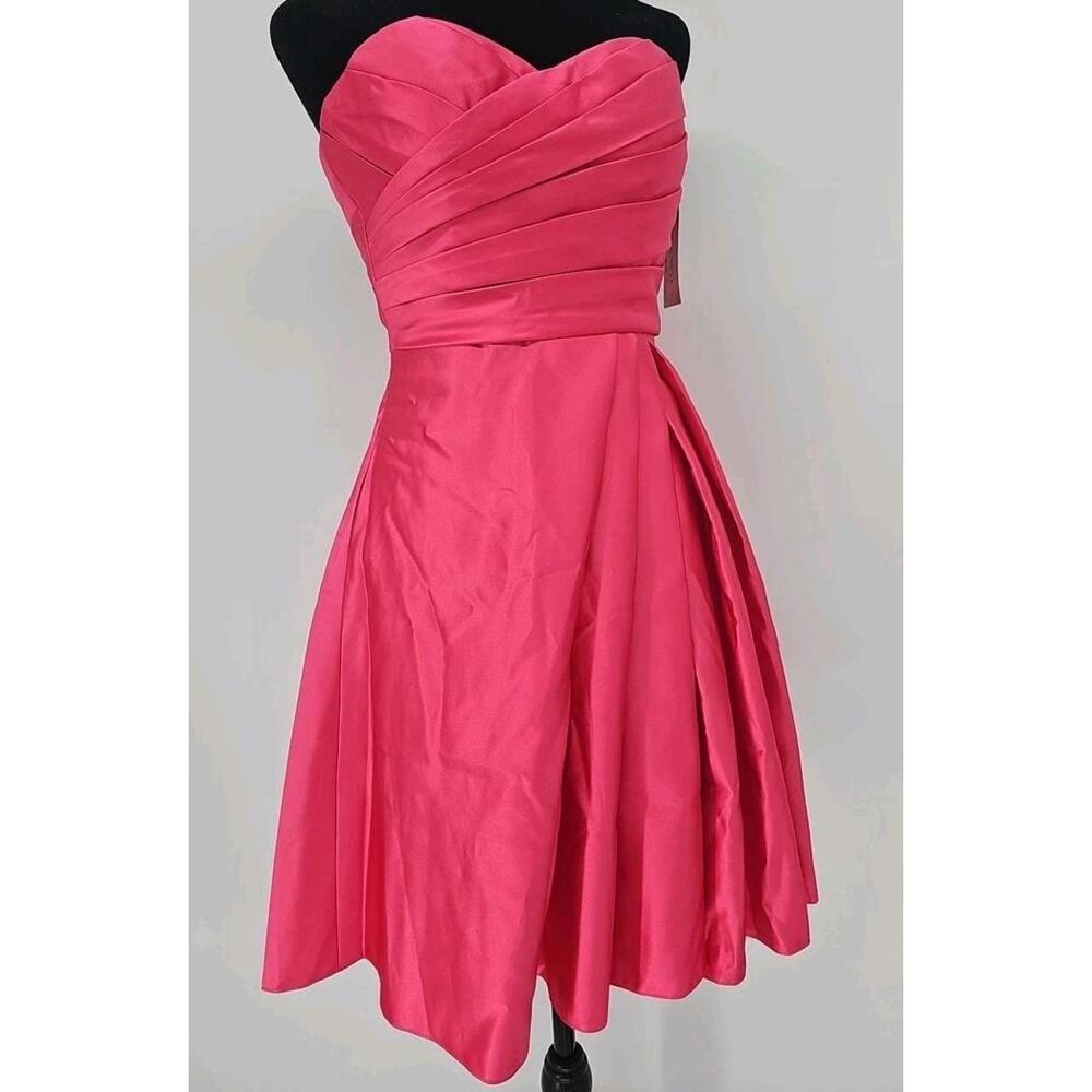 Christina Wu Formal Dress 0 Barbie Pink Short Pleated Bodice Prom Bridesmaid